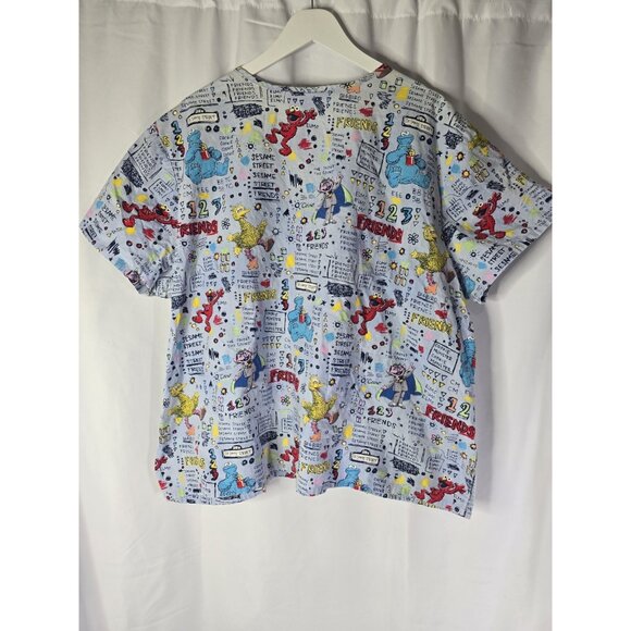 Womens Sesame Street Scrub Top Nurse V Neck Plus Size- Read Information - Picture 4 of 15